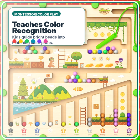 Montessori Maze Board for Ages 3–5 — Math & Color Learning | 55 Beads