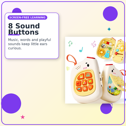 Baby Pretend Phone with Music for Toddlers – Montessori Sensory Motor Skills Development Toy Ages 6-18 Months