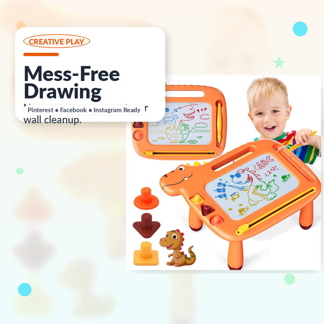 Dinosaur Drawing Board for Kids Ages 3–8 — Creativity & Fine Motor | Mess-Free