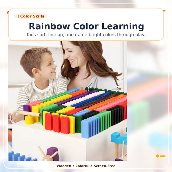 Rainbow Wooden Domino Set — The STEM Toy That Gets the Whole Family Off Their Phones