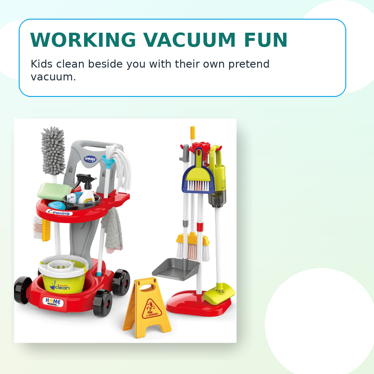 Pretend Cleaning Set for Toddlers 2–5 — Practical Life Skills | Working Vacuum