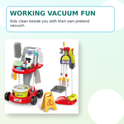 Pretend Cleaning Set for Toddlers 2–5 — Practical Life Skills | Working Vacuum