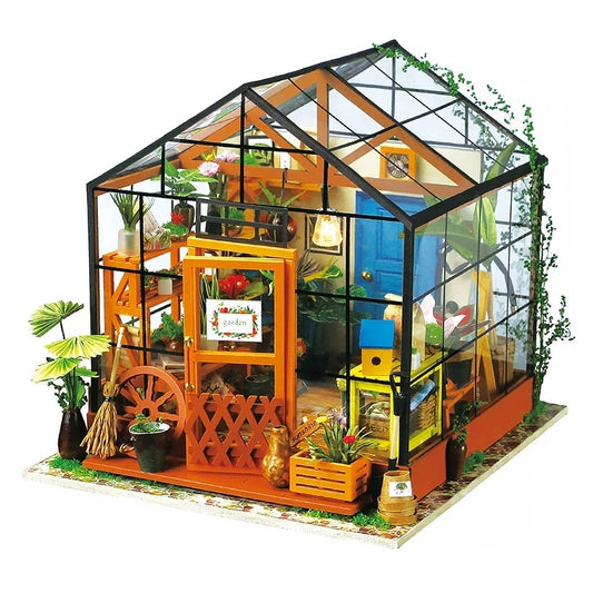 Build a Beautiful Green Miniature Dollhouse With Furniture, LED Light & DIY Details