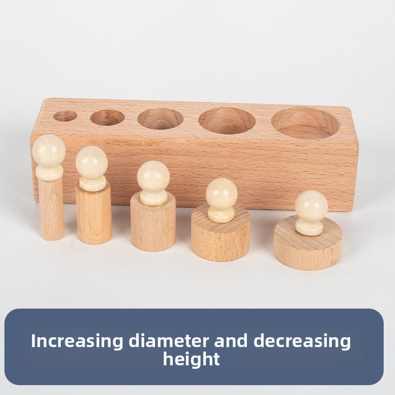 Montessori Sensorial Cylinder Blocks for Kids Wooden Diameter Increase Height Decrease