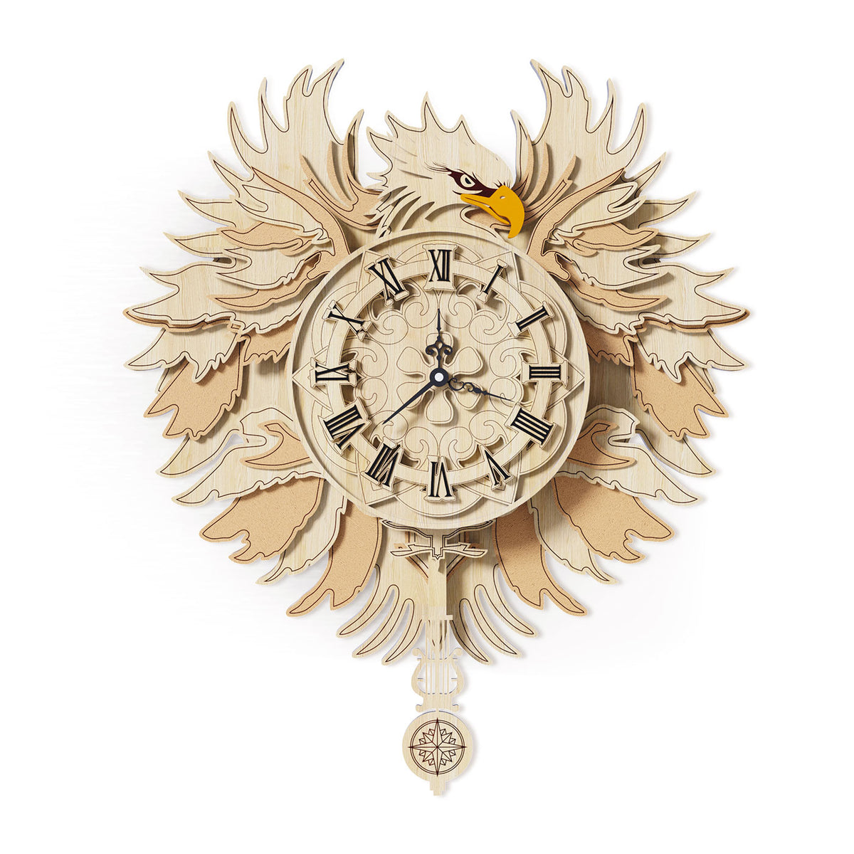 3D Wooden Hawk Mechanical Clock Puzzle Kit Hawk Mechanical Clock Kit