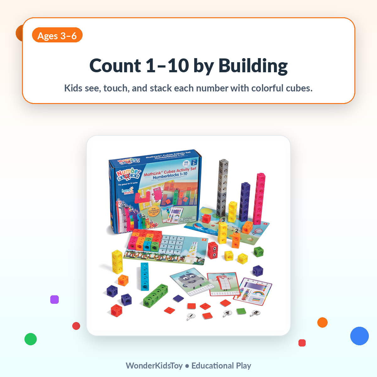 MathLink Cubes Numberblocks 1–10 Activity Set — Official BBC Math Toy · 100 Cubes · 30 Activities · Counting Adding Dividing for Kids Ages 3–6