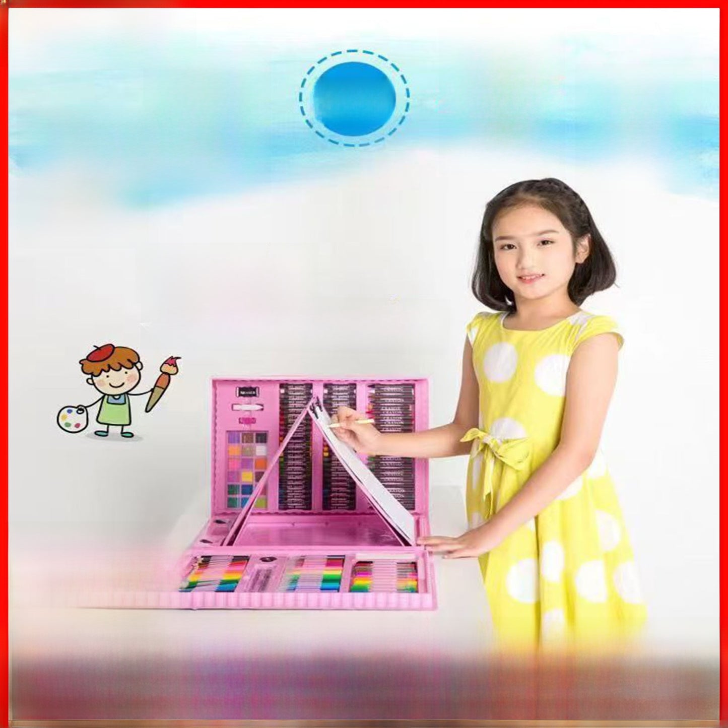 208-Piece Kids Art Set with Sketchpad