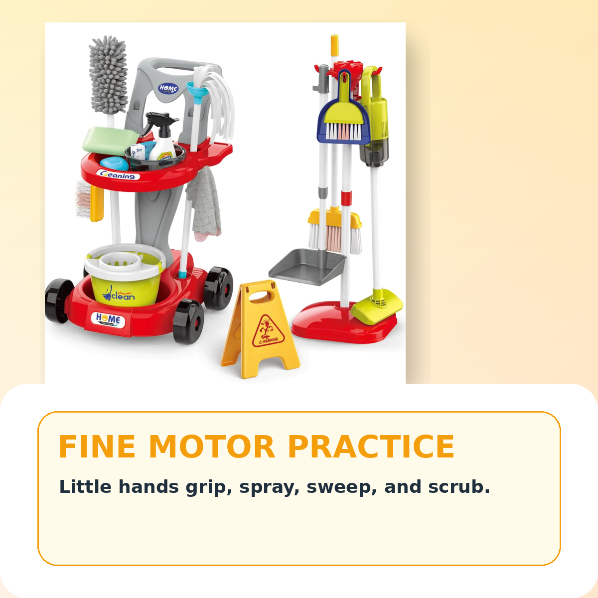 Pretend Cleaning Set for Toddlers 2–5 — Practical Life Skills | Working Vacuum