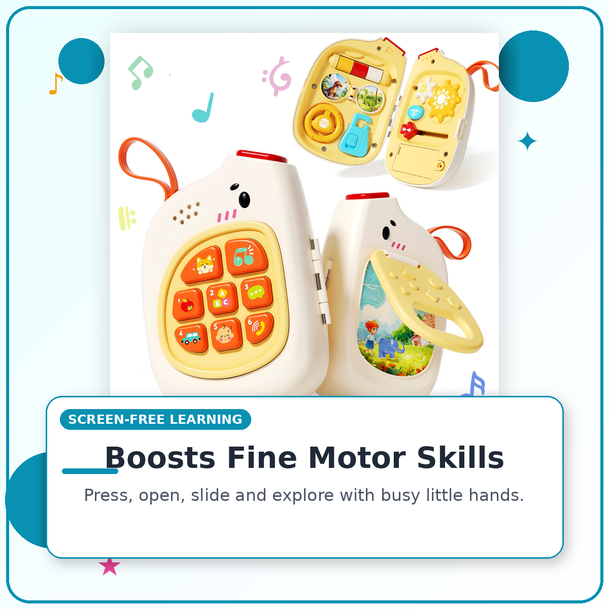 Baby Pretend Phone with Music for Toddlers – Montessori Sensory Motor Skills Development Toy Ages 6-18 Months