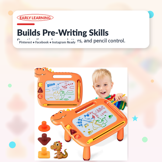 Dinosaur Magnetic Drawing Board for Kids – Mess-Free Reusable Doodle Pad Ages 3-8