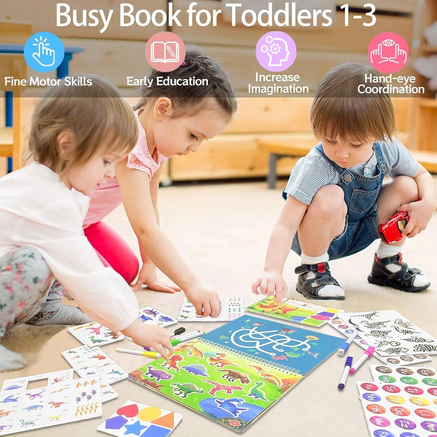 Toddler Books for Ages 2 3 4 Kids, Montessori Learning Toys, Educational Preschool Learning Toys for 1 2 3 4 Years Old Boys Girls