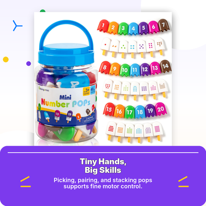 Montessori Number Popsicles Matching Game for Toddlers — 40 Pcs · Numbers 1–20 · 7 Colors · Self-Correcting · Reusable Jar · Color Sorting & Counting Toy Ages 2–5