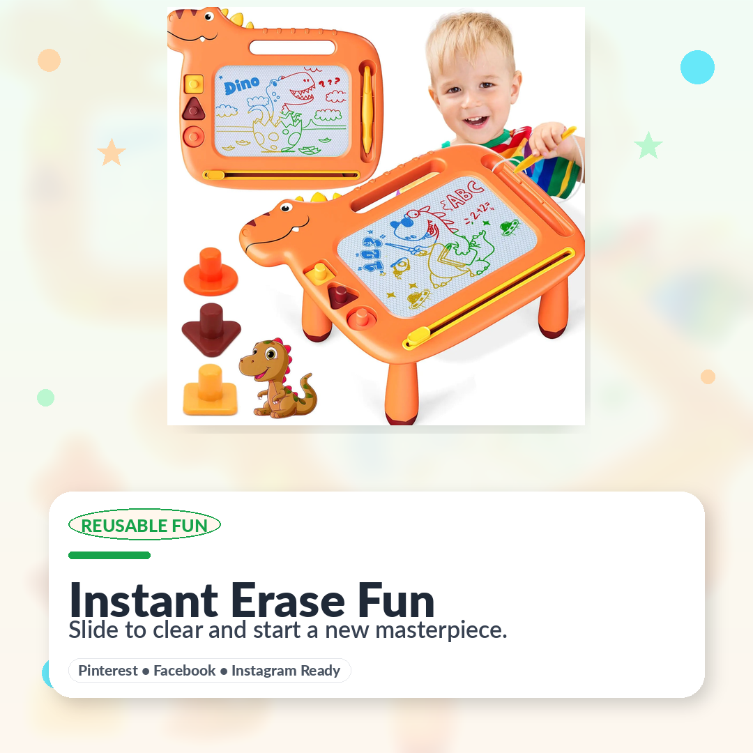 Dinosaur Drawing Board for Kids Ages 3–8 — Creativity & Fine Motor | Mess-Free