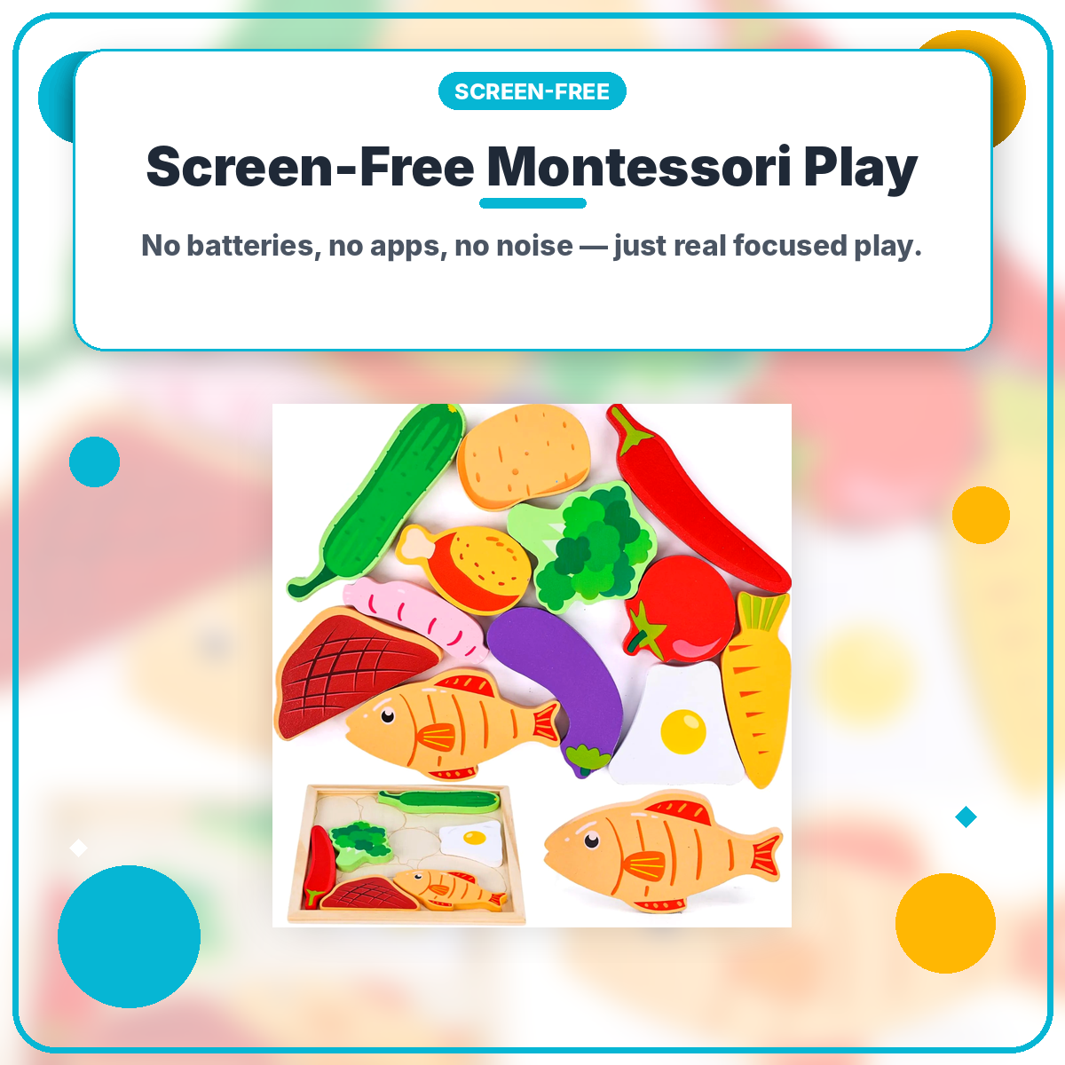 Montessori Food Puzzle for Toddlers 2–4 — Fine Motor Skills | Wooden
