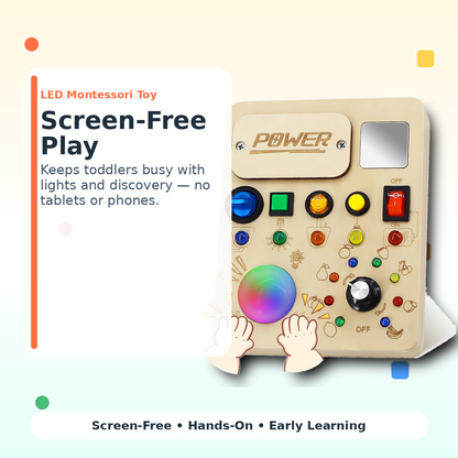 Montessori LED Busy Board for Toddlers 1–3 — Sensory Development | Light-Up Wooden