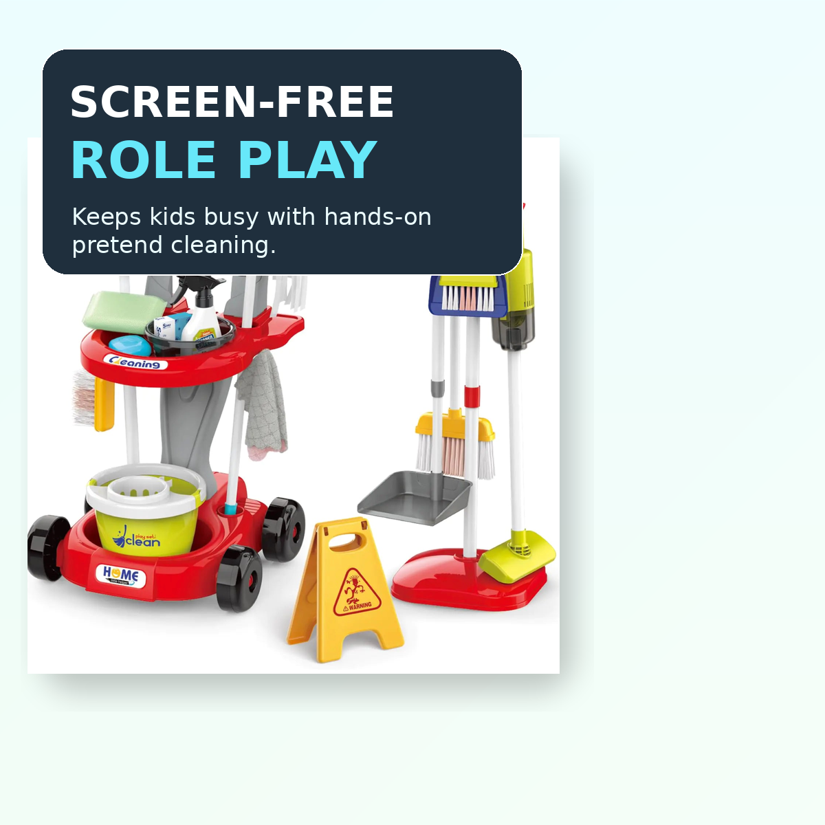 Pretend Cleaning Set for Toddlers 2–5 — Practical Life Skills | Working Vacuum