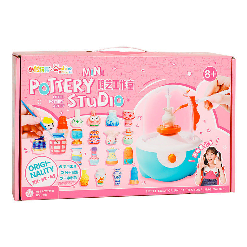 Kids Electric Pottery Wheel Kit with Air-Dry Clay