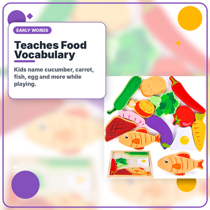 Montessori Food Puzzle for Toddlers 2–4 — Fine Motor Skills | Wooden