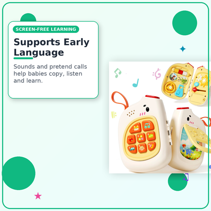 Baby Pretend Phone with Music for Toddlers – Montessori Sensory Motor Skills Development Toy Ages 6-18 Months