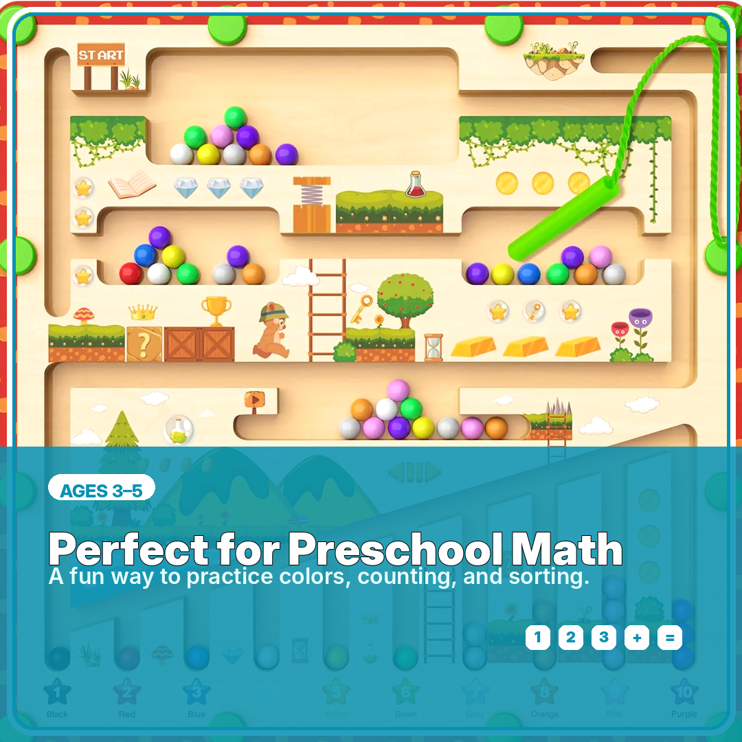 Montessori Maze Board for Ages 3–5 — Math & Color Learning | 55 Beads