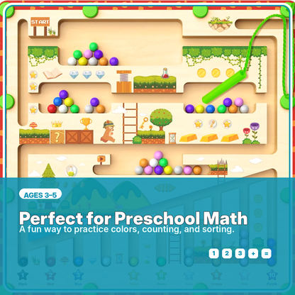 Montessori Maze Board for Ages 3–5 — Math & Color Learning | 55 Beads