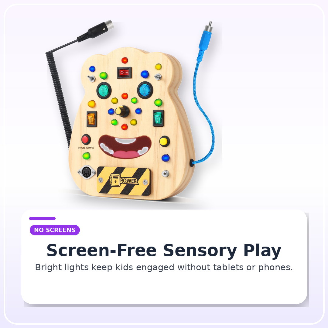 Montessori LED Busy Board for Toddlers 1–3 — Fine Motor Skills | Light-Up 14 Activities