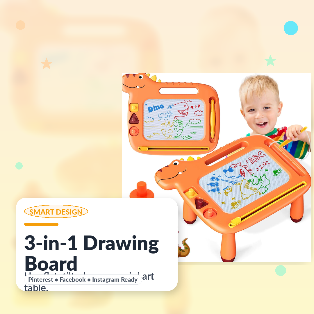 Dinosaur Drawing Board for Kids Ages 3–8 — Creativity & Fine Motor | Mess-Free