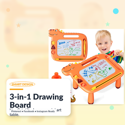 Dinosaur Drawing Board for Kids Ages 3–8 — Creativity & Fine Motor | Mess-Free