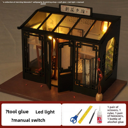 DIY Miniature House Kit with LED Lights Morning Flowers Kit