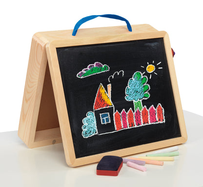 5-In-1 Portable Wood Tabletop Art Easel with Chalkboard and Dry Erase Board