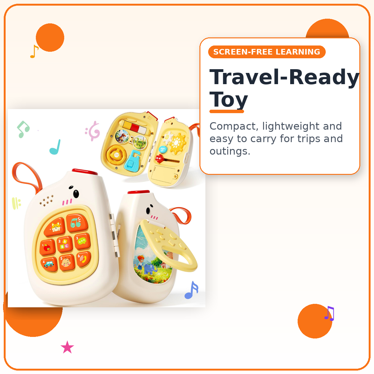 Baby Pretend Phone with Music for Toddlers – Montessori Sensory Motor Skills Development Toy Ages 6-18 Months