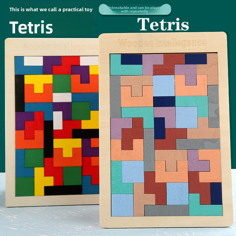 Wooden Tetris Puzzle Blocks for Kids