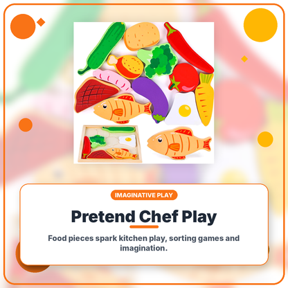 Montessori Food Puzzle for Toddlers 2–4 — Fine Motor Skills | Wooden