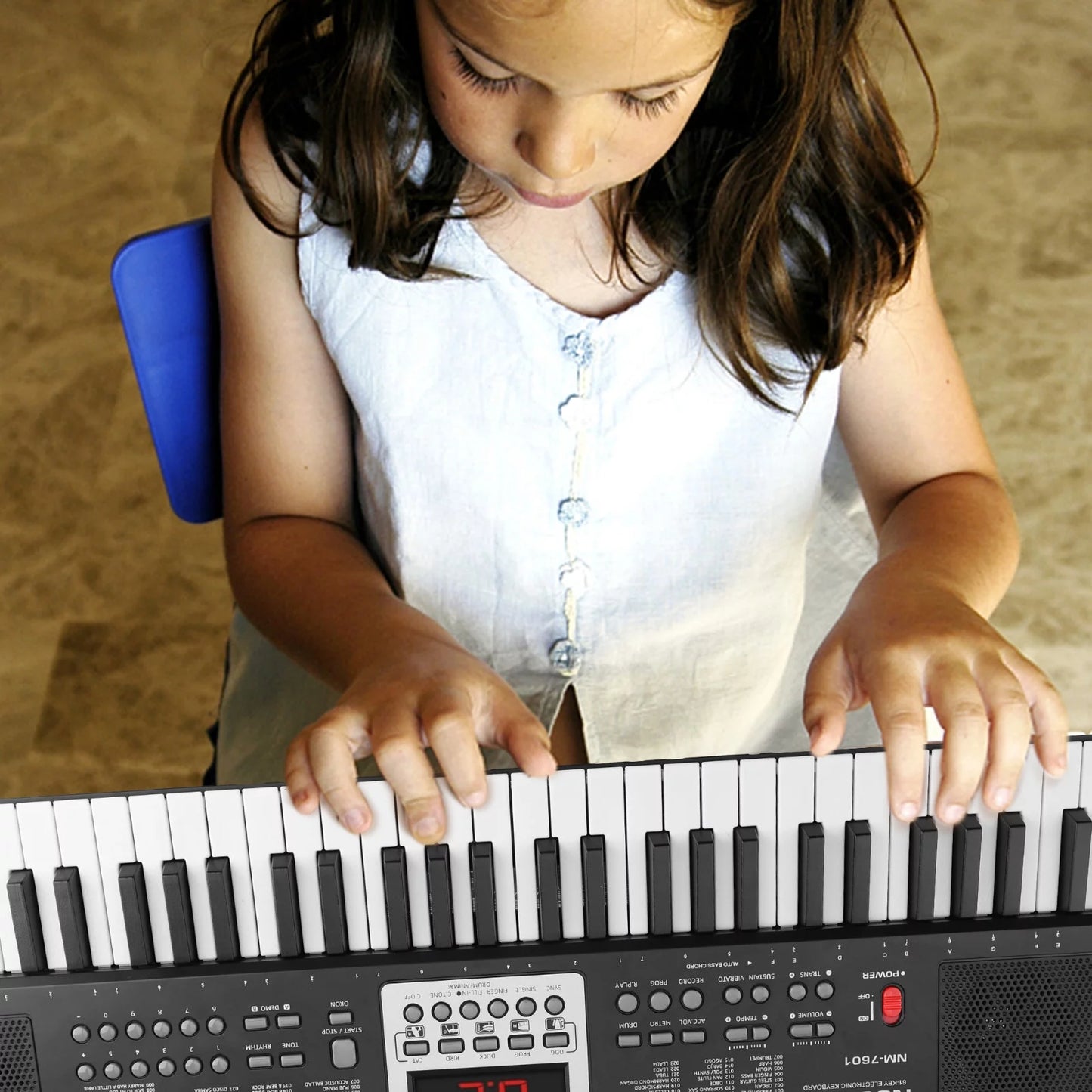 Piano Keyboard for Kids 61 Key Electric Organ with Music Stand and Microphone, Black