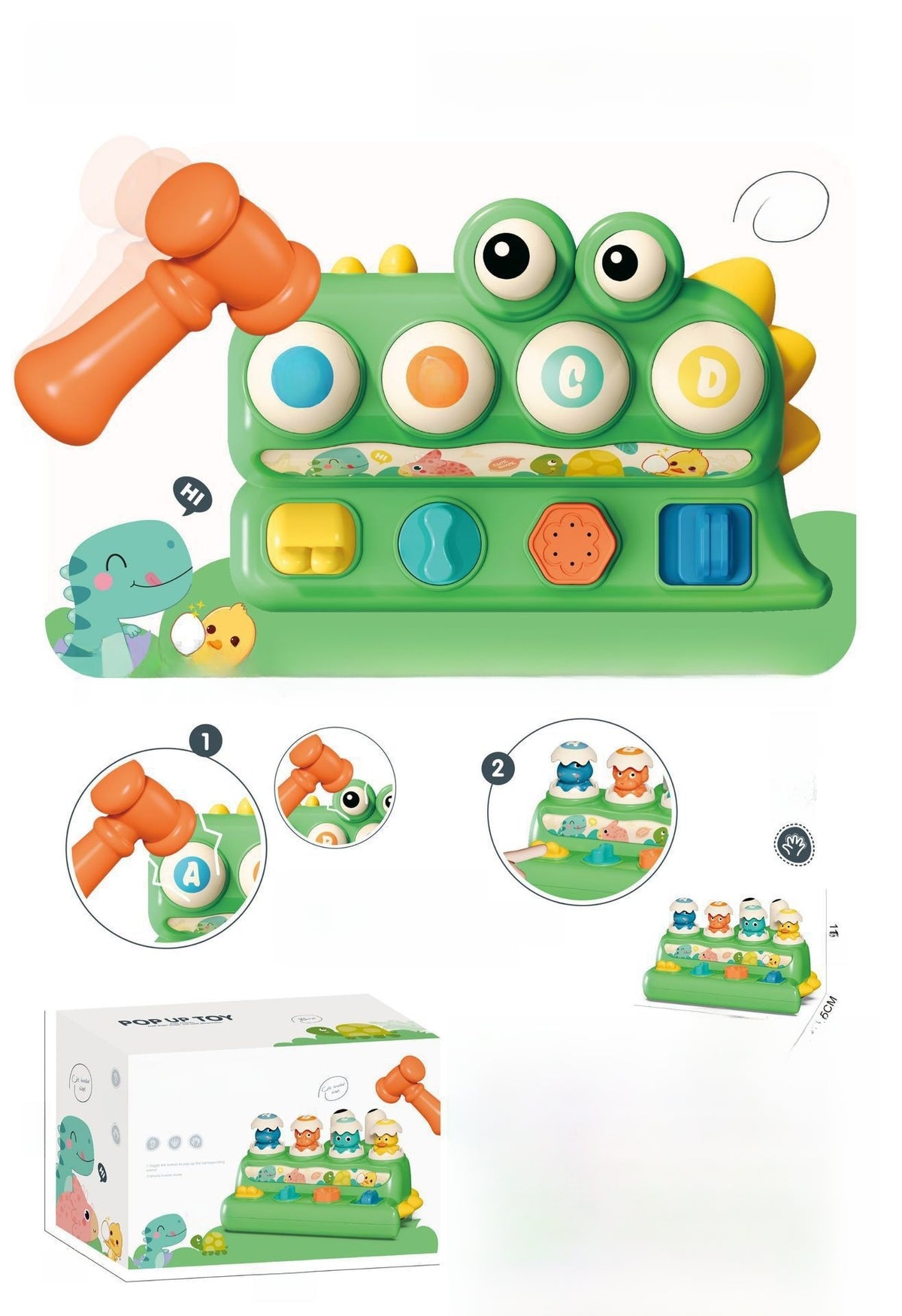 Dinosaur Hammer Activity Toy with Light & Sound Options Wonder Kids Toy