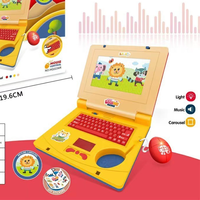 Kids Pretend Learning Laptop with Lights & Music – Color Options