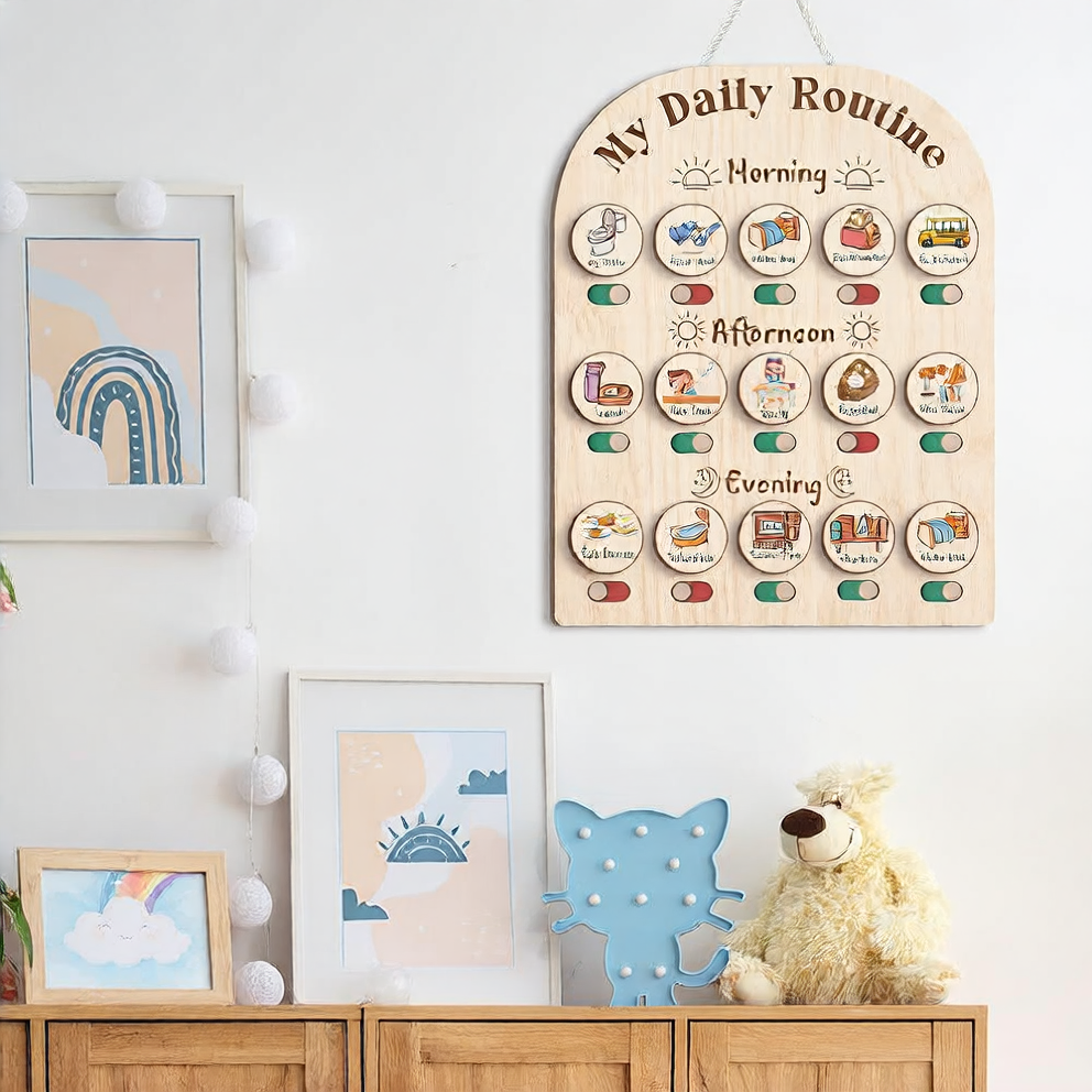 Wooden Daily Routine Board for Kids
