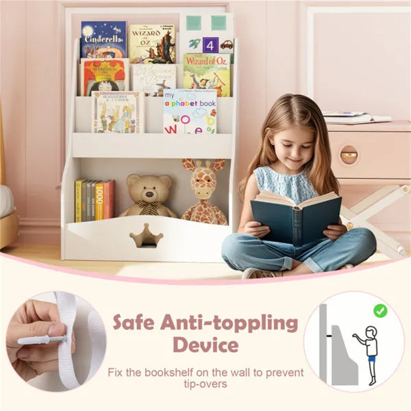Kids Bookshelf with Toy Storage | 3-Tier Cabinet