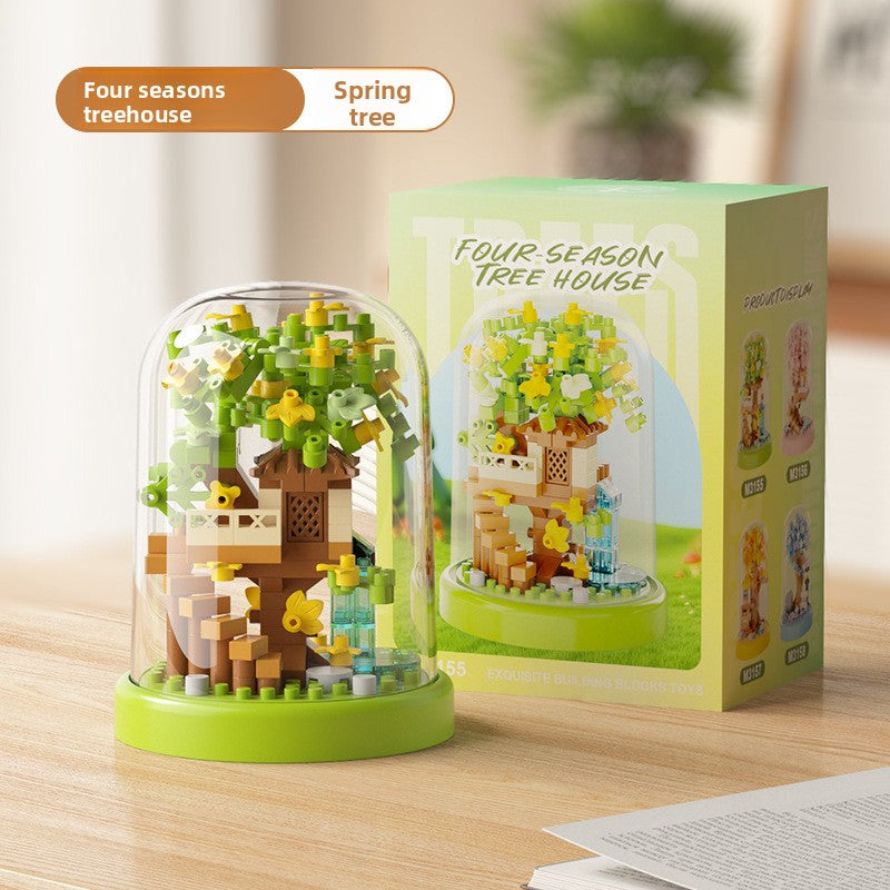 Mini City Street Building Blocks Set treehouse-spring dust cover 182 pellets