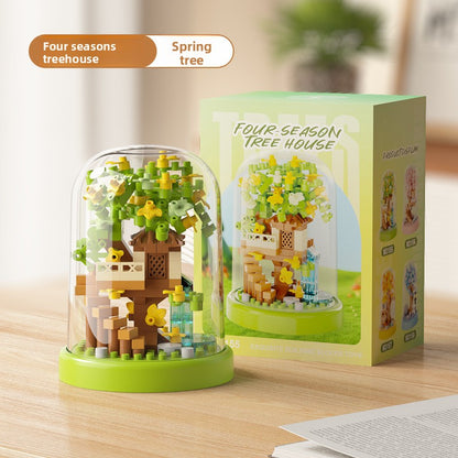 Mini City Street Building Blocks Set treehouse-spring dust cover 182 pellets