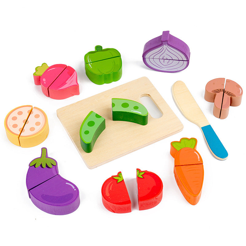 Wooden Pretend Food Cutting Toys – Fruit, Vegetable & Dessert Sets