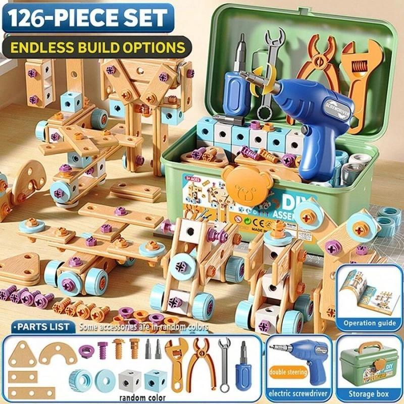 126-Piece Wooden Construction Tool Set for Kids 126Piece