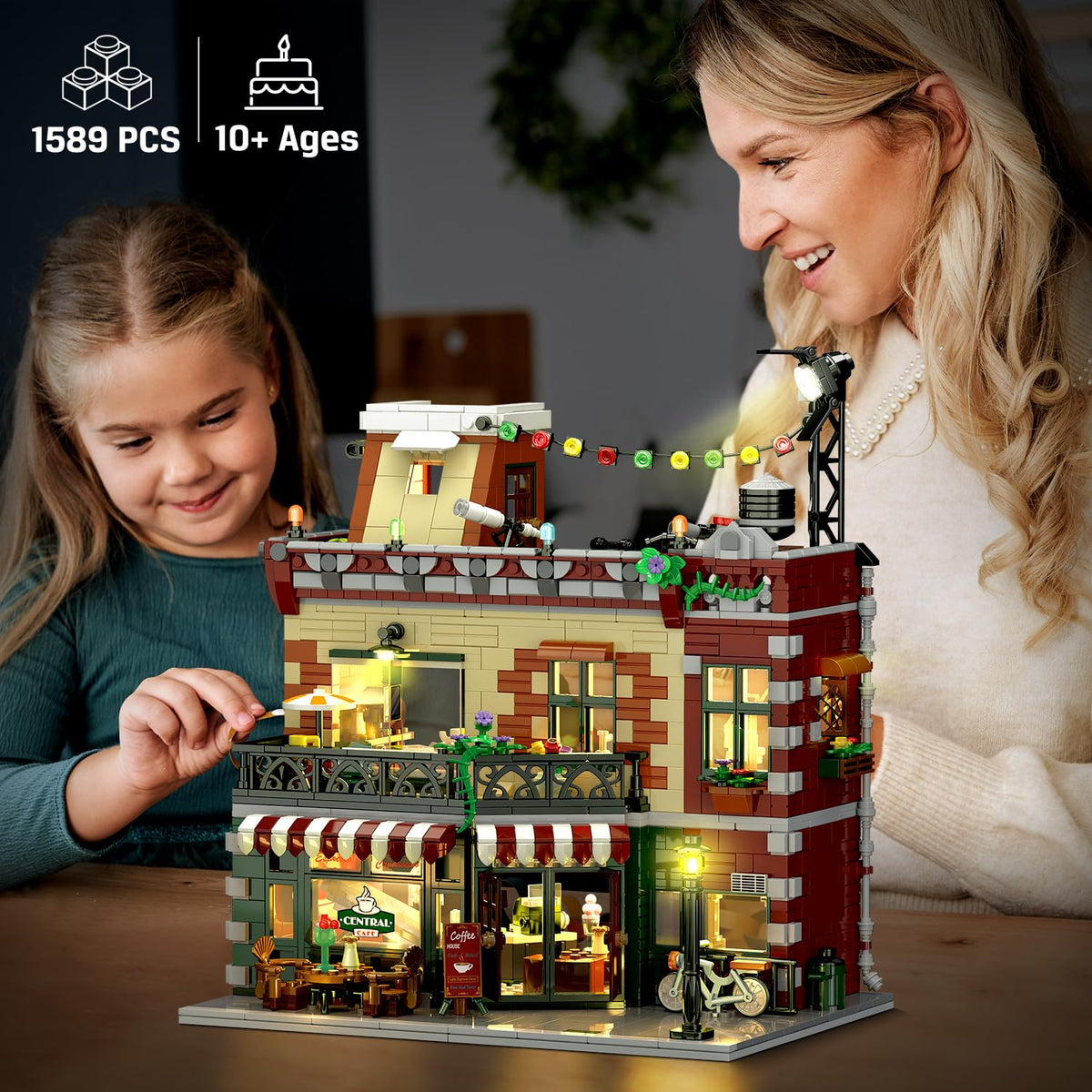 1589-Piece Light-Up Coffee House Building Set