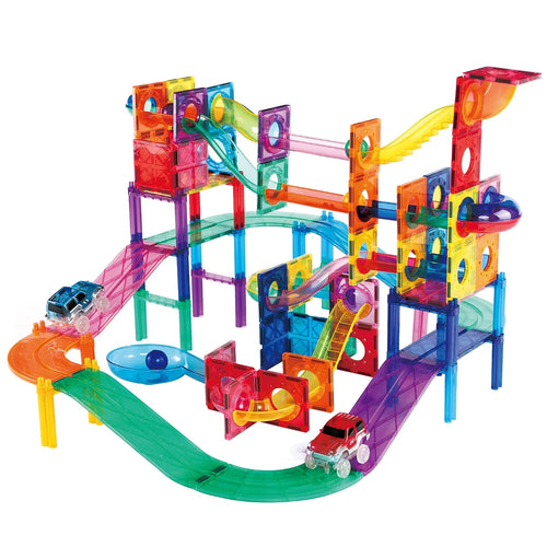 Picassotiles 108 PC 2-In-1 Marble Run and Racing Track Building Block, Building STEM Toy for Kids 3+