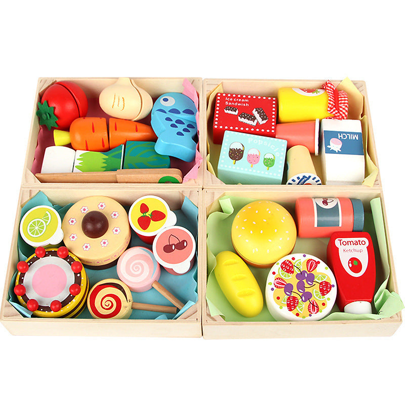 Wooden Magnetic Fruit & Vegetable Cutting Play Set