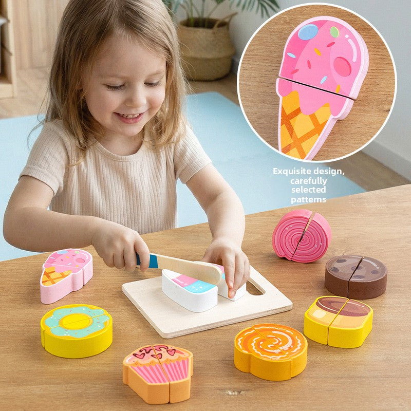 Wooden Pretend Food Cutting Toys – Fruit, Vegetable & Dessert Sets