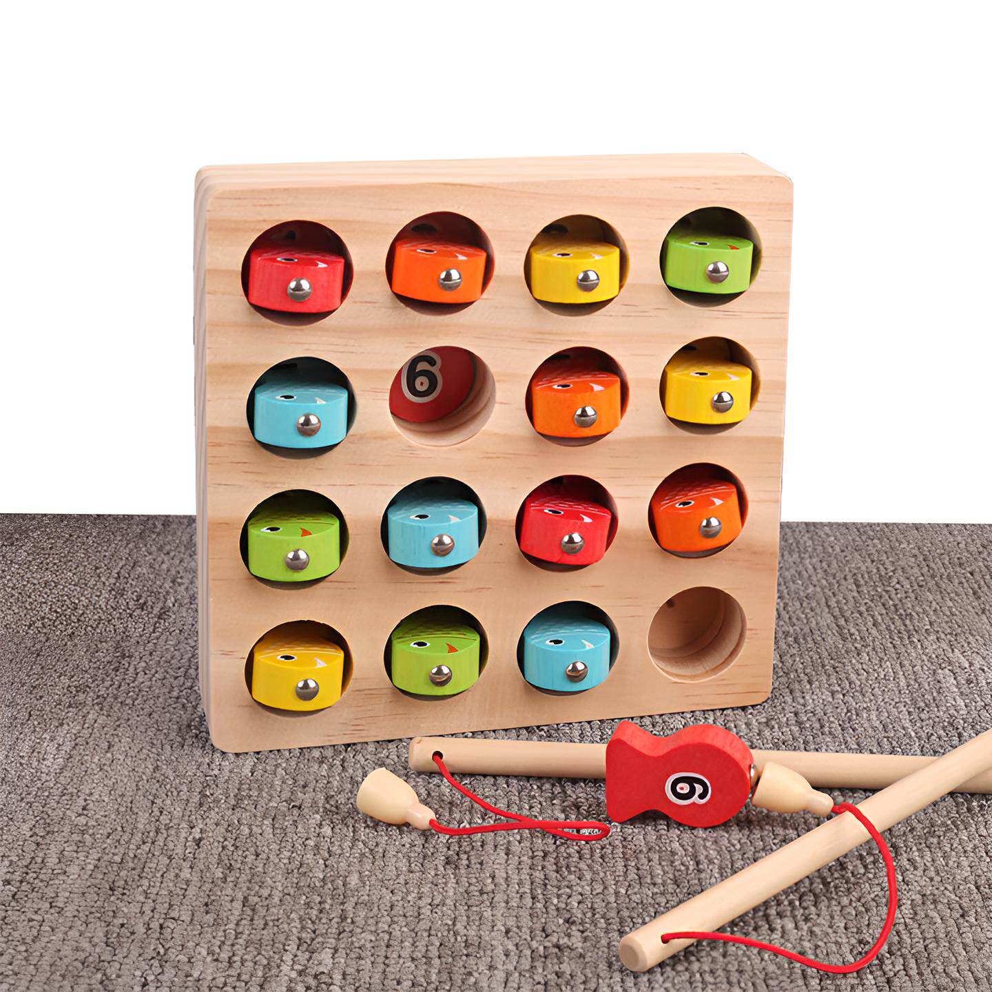 Wooden Magnetic Memory Fishing Game