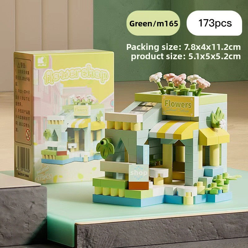 Mini City Street Building Blocks Set Flower shop-senyu hut 173 grains