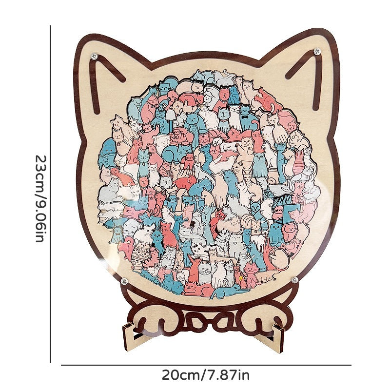 Wooden Animal Puzzle with Frame for Kids Macaron color