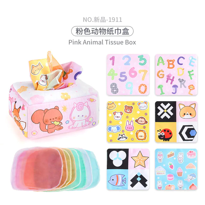 Sensory & Soft: Baby Educational Cloth Book and Tissue Box Toy! 👶🎁
